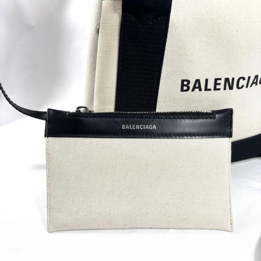 BALENCIAGA バレンシアガ ミニバッグ 2WAYショルダー トートバッグ 390346 キャンバス カーフスキン アイボリー ブラック レディース 【中古】_9