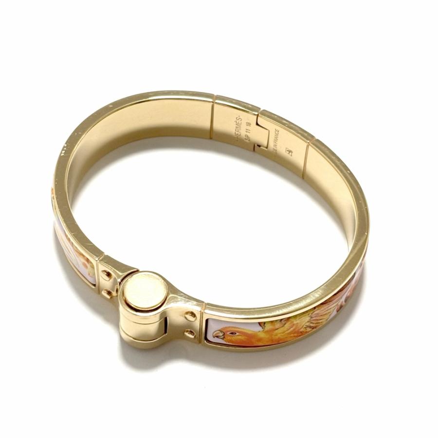 HERMES フラワー柄 バングル美品 HERMES（エルメス） シャルニエール PM ブレスレット バングル 鳥 花