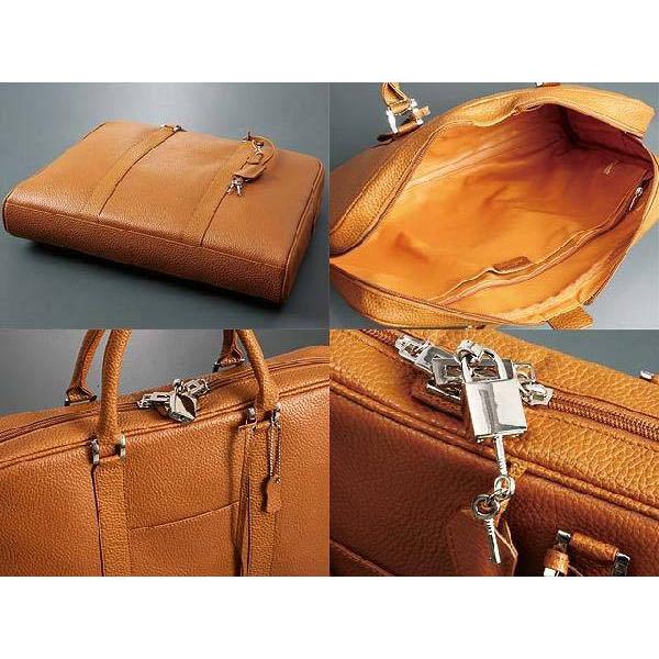 モモ MOMO ブリーフケース ビジネスバッグ キャメル エンボス加工 鍵