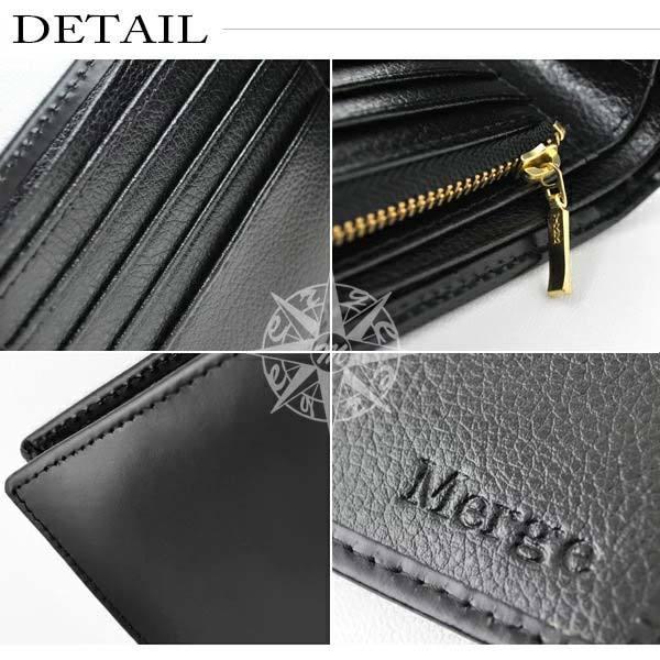 マージ Merge 二つ折り財布 短財布 メンズ ブラック 黒 馬革 レザー 本