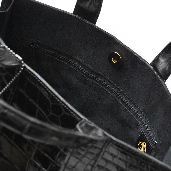 トートバッグ CROCODILE クロコダイル 黒 エナメルブラック 鰐革 トートバッグ CROCODILE クロコダイル 黒 エナメルブラック 鰐革