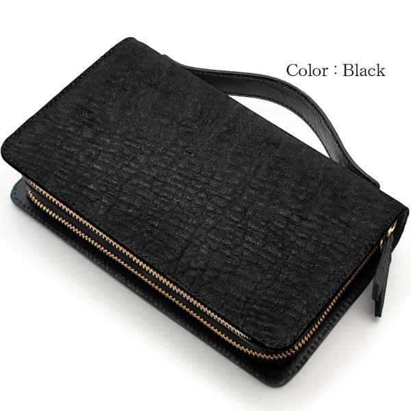 ミニセカンドバッグ クラッチバッグ 大きめ長財布 ダブルファスナー 象