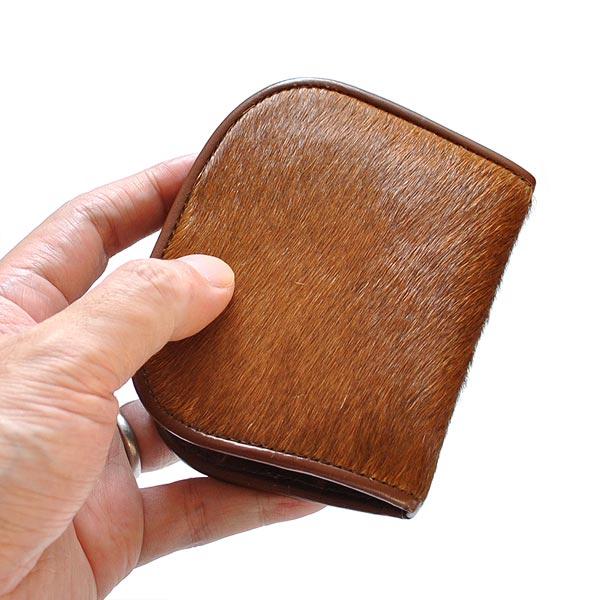 コインケース 小銭入れ 馬蹄型 ブラウン 栗色 レザー 馬毛 馬革 本革