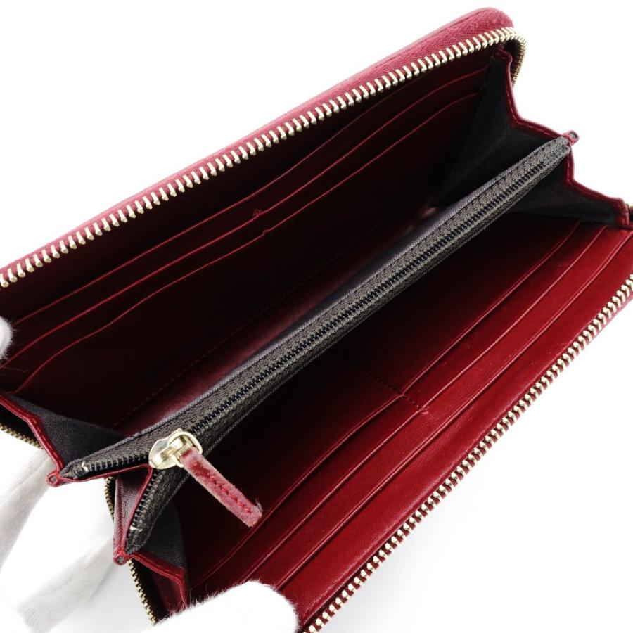 フェンディ FENDI ズッカ ジッピー ウォレット 長財布 ブラウン×レッド 