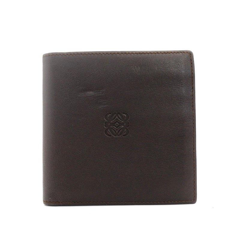 LOEWE（ロエベ） 折り財布 アナグラム レザー ブラウン 財布 ミニ財布