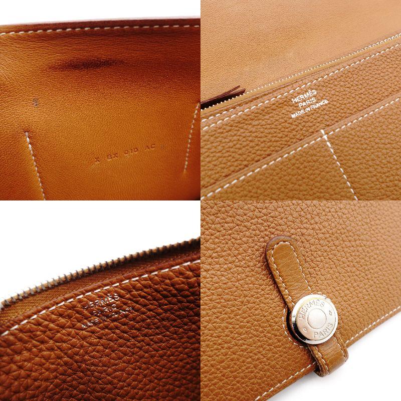 エルメス HERMES ドゴン GM 長財布 レザー ブラウン シルバー金具 財布 