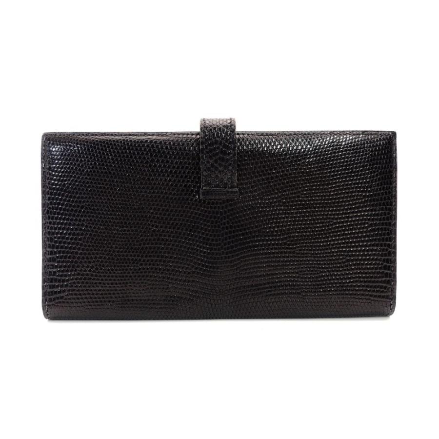 エルメス HERMES ベアン クラシック リザード ブラック レザー 黒 ゴールド金具 □A刻印 R801979の画像