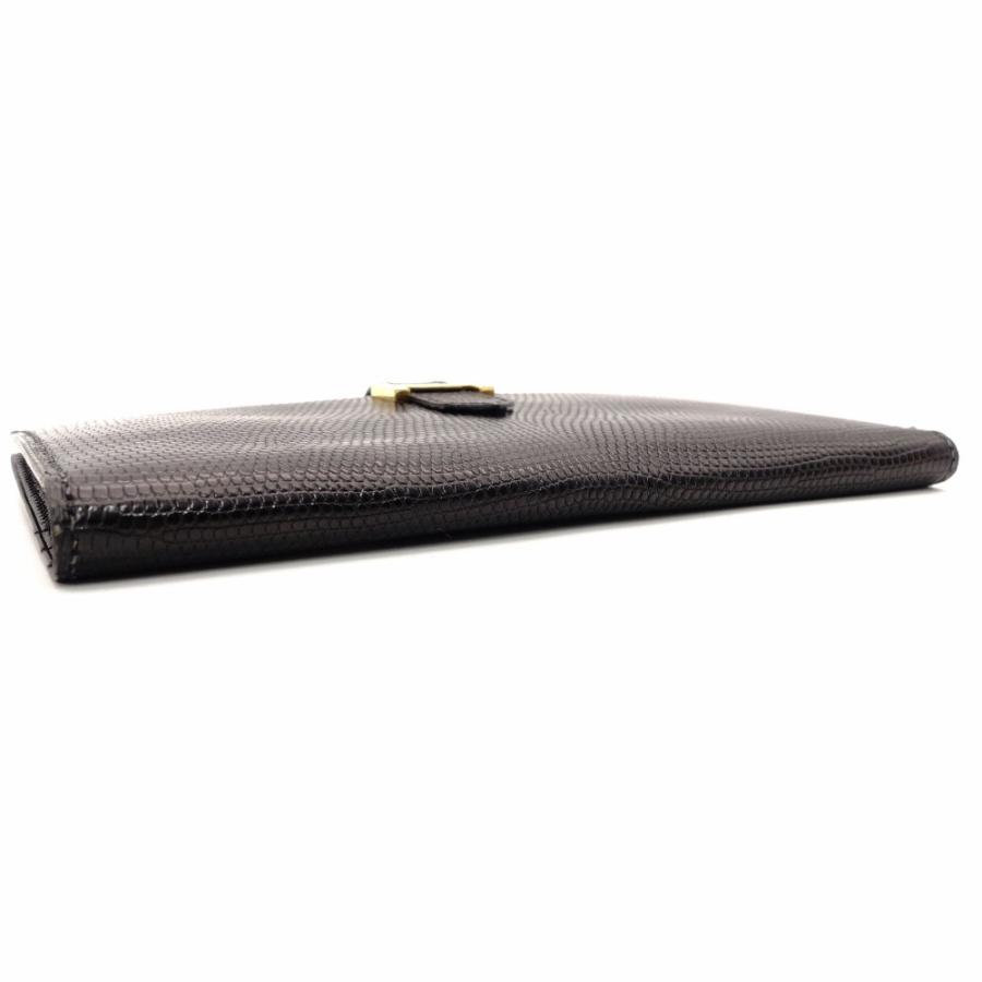 エルメス HERMES ベアン クラシック リザード ブラック レザー 黒 ゴールド金具 □A刻印 R801979の画像