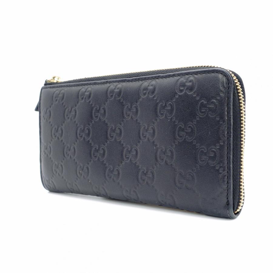 GUCCI（グッチ） ファスナー シマ 長財布 レザー ブラック L字 