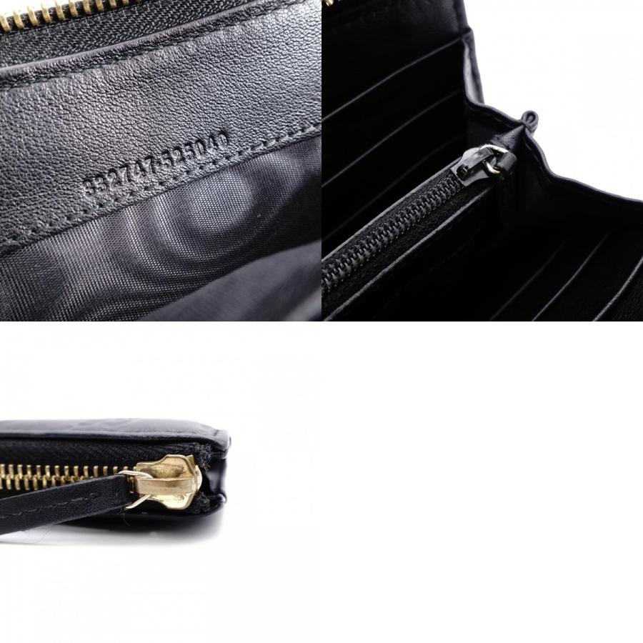 GUCCI（グッチ） ファスナー シマ 長財布 レザー ブラック L字