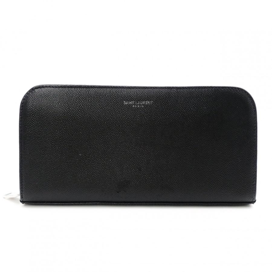SAINT LAURENT ブラック レザー 長財布 SAINT LAURENT サンローラン 長財布 レザー ブラック シルバー金具