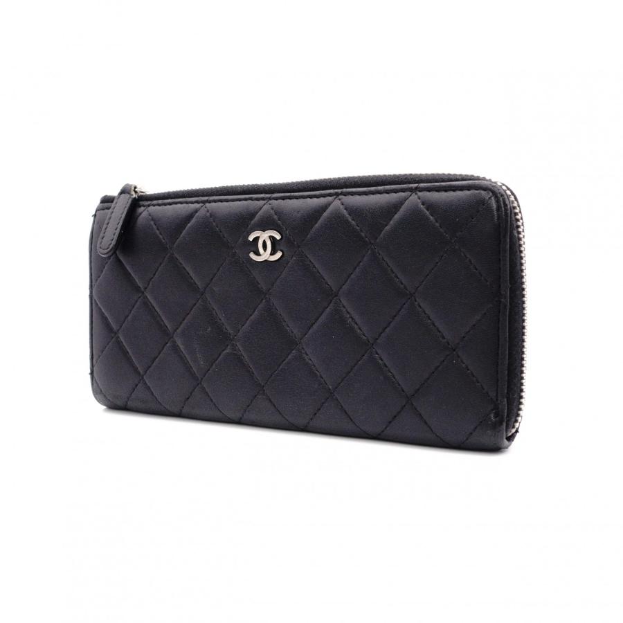 CHANEL（シャネル） ラムスキン マトラッセ 長財布 レザー ブラック L