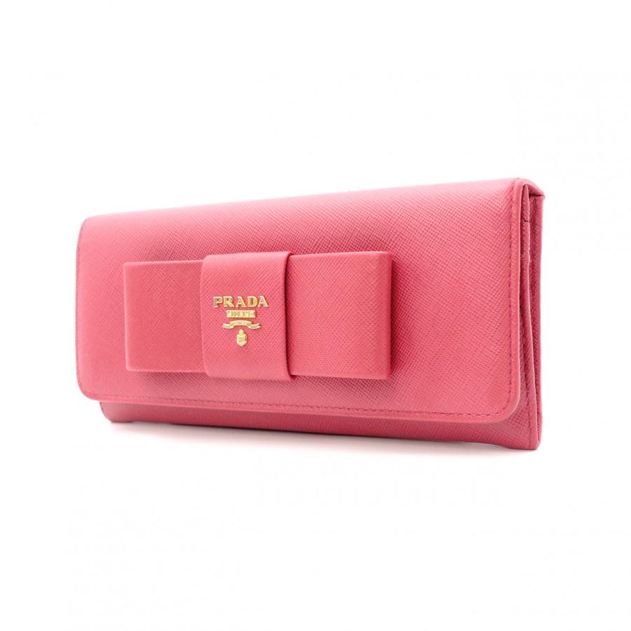 PRADA（プラダ） リボン サフィアーノ 長財布 レザー ピンク リボン