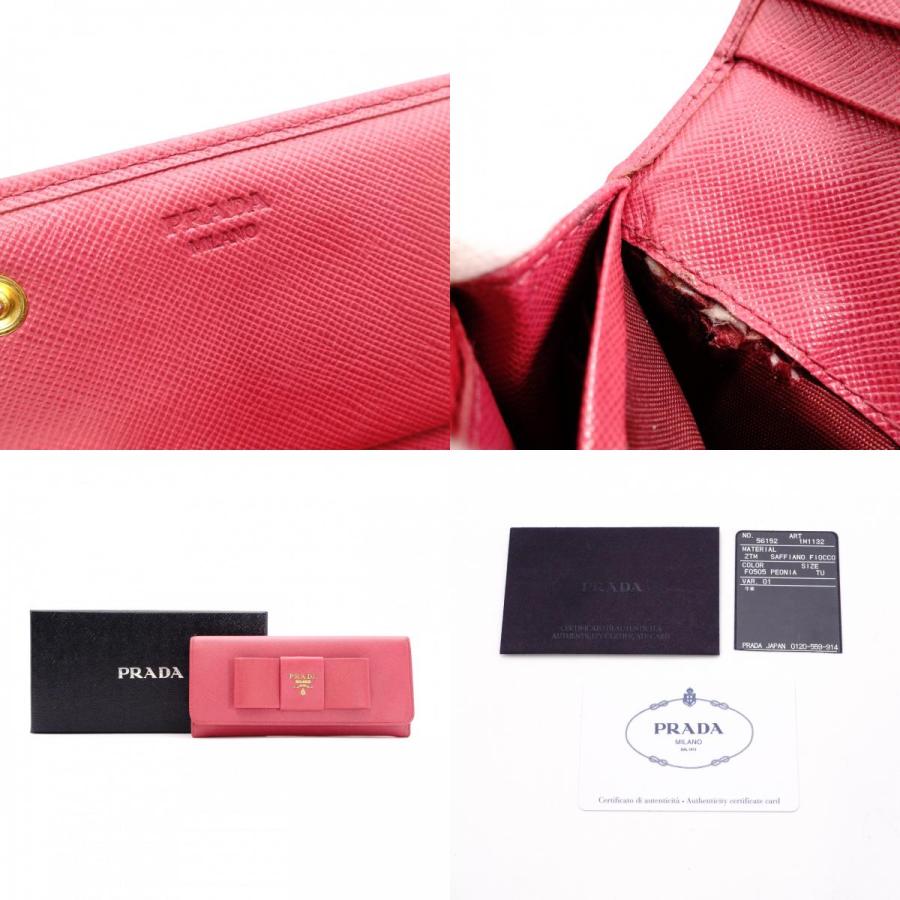 PRADA（プラダ） リボン サフィアーノ 長財布 レザー ピンク リボン