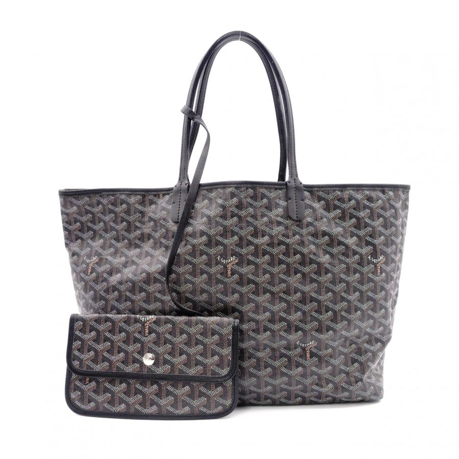 サンルイPM ブラック PVC×レザー トート GOYARD（ゴヤール） サンルイ PM トートバッグ PVC レザー ブラック系