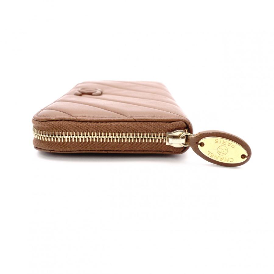 CHANEL（シャネル） 長財布 レザー ブラウン CCロゴ ラムスキン 財布 