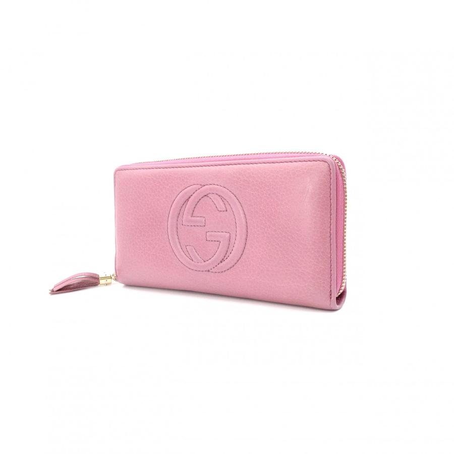 GUCCI（グッチ） ソーホー 長財布 レザー ピンク フリンジ タッセル 
