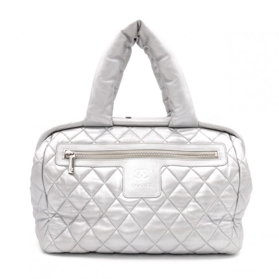 CHANEL シルバー トートバッグ　コココクーン CHANEL（シャネル） コココクーン トートバッグ レザー シルバー