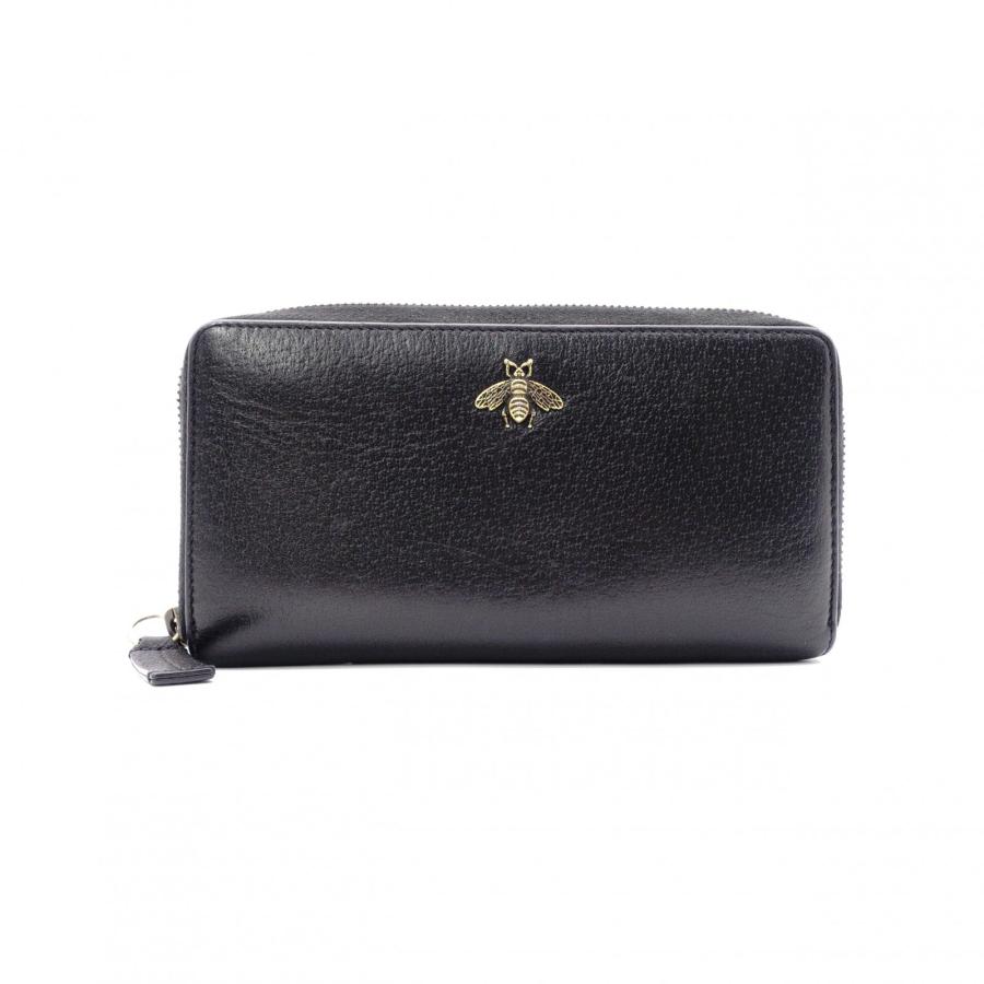 GUCCI（グッチ） ビー 長財布 レザー ブラック 財布 ロング ウォレット 