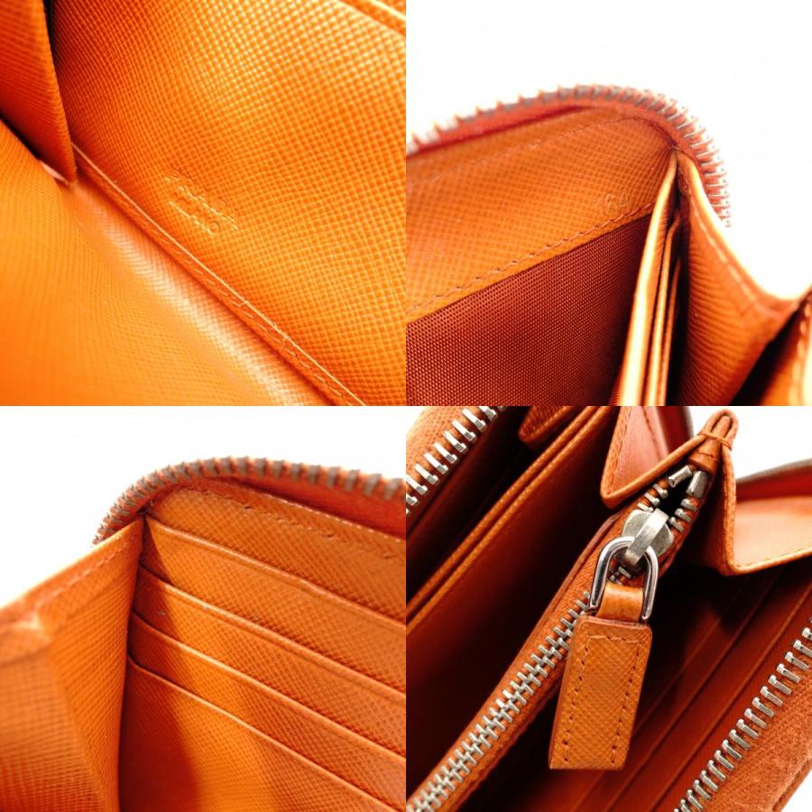 PRADA（プラダ） サフィアーノ 長財布 レザー オレンジ 財布 ロゴ