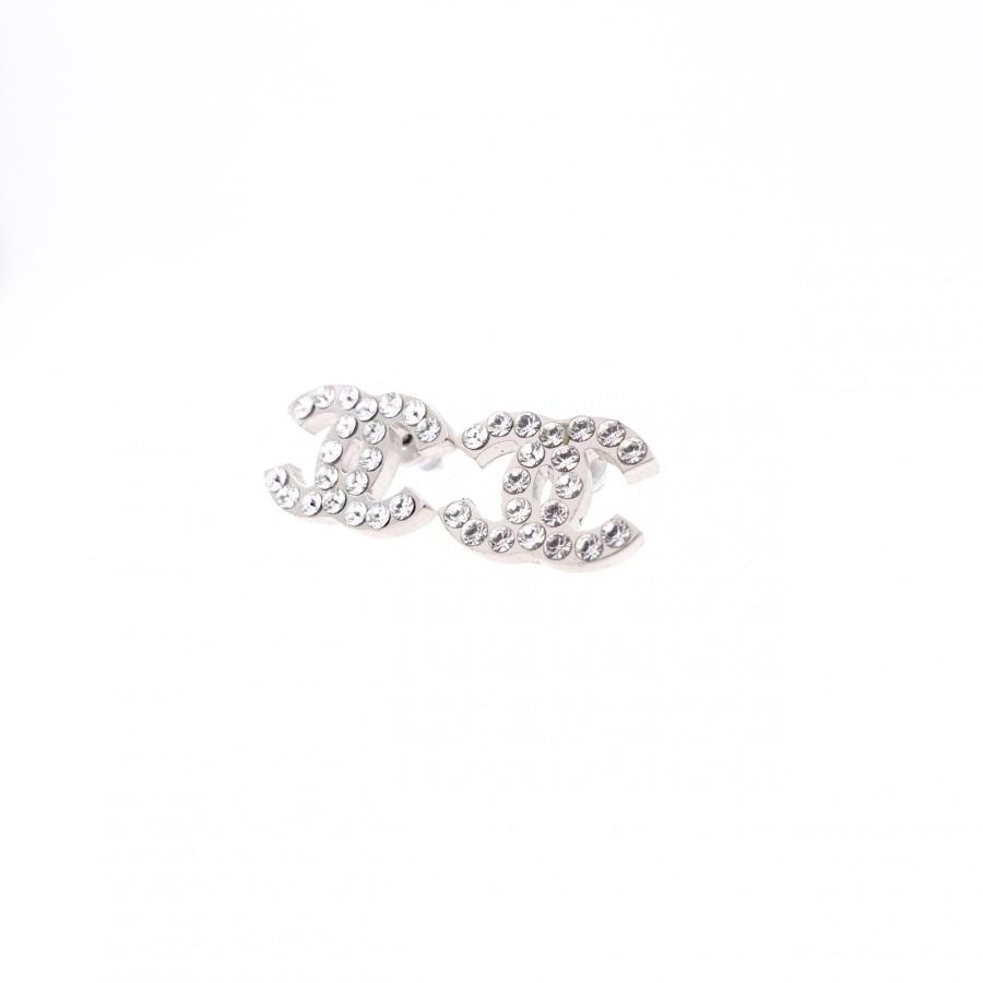 CHANEL（シャネル） ピアス メタル ラインストーン シルバー CCロゴ 箱 