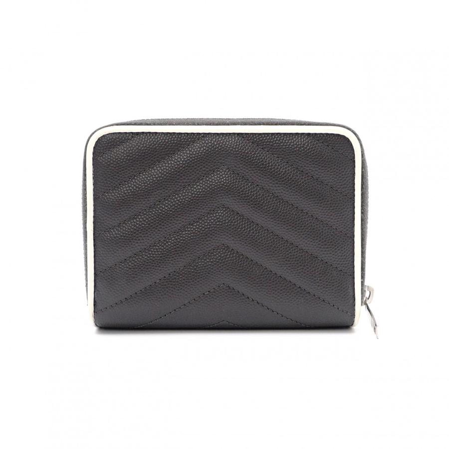 SAINT LAURENT サンローラン カサンドラ 二つ折り財布 レザー グレー 