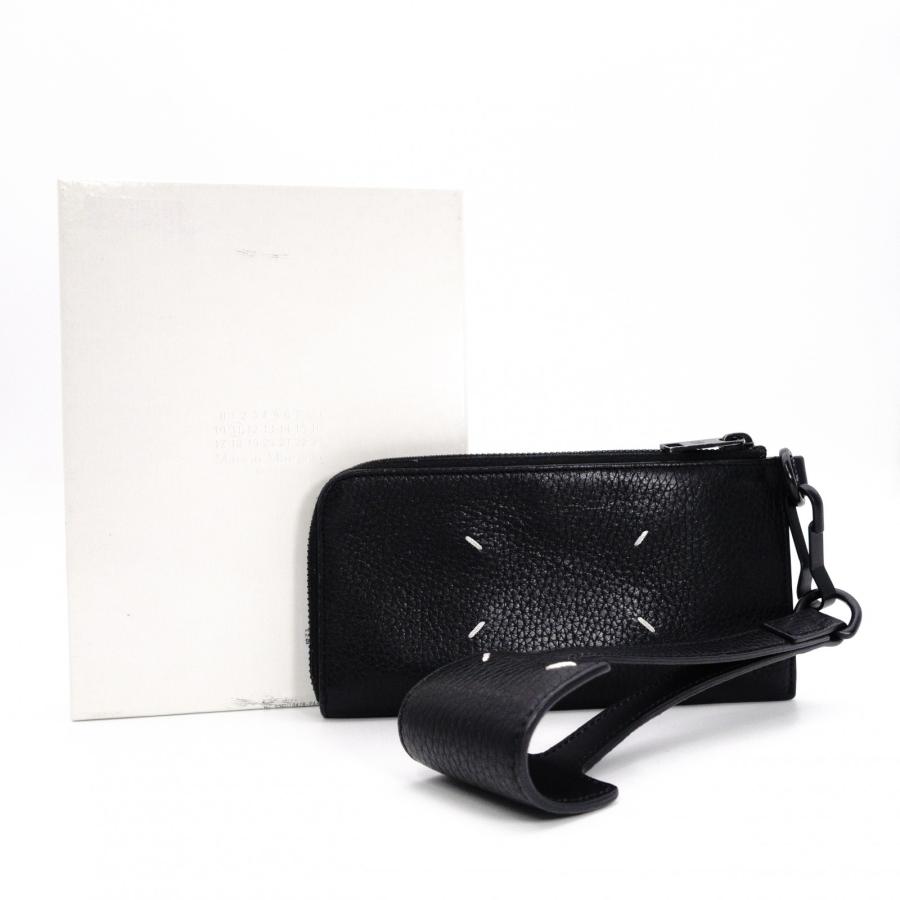 美品 マルジェラ 長財布 ラウンドジップ 4ステッチ ストラップ付 黒 付属品有 Maison Margiela（メゾンマルジェラ） 4ステッチ ストラップ付 長財布