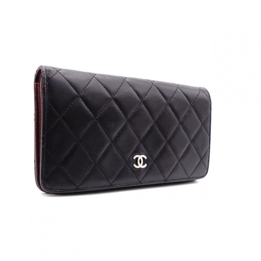CHANEL（シャネル） ラムスキン マトラッセ 長財布 レザー ブラック