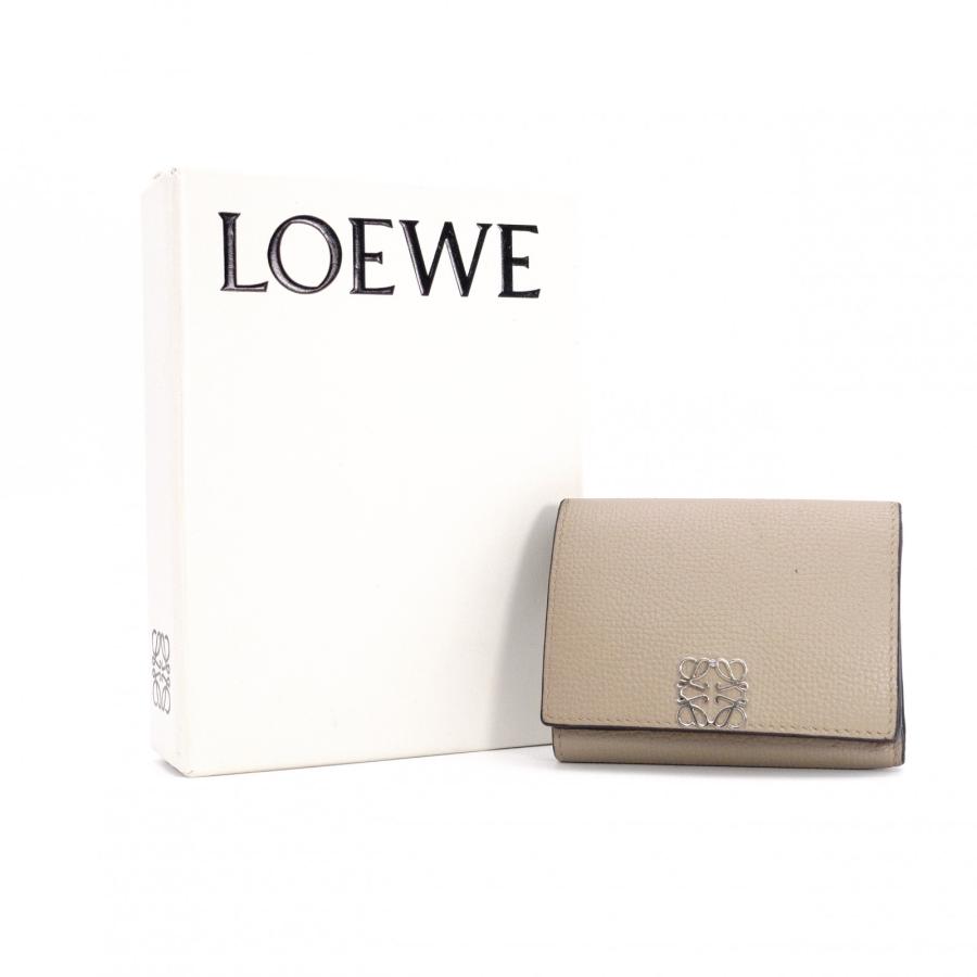 ひとみ様　LOEWE✨ トライフォールド コンパクト　財布　ベージュ　アナグラム LOEWE（ロエベ） アナグラム コンパクトウォレット トライフォールド