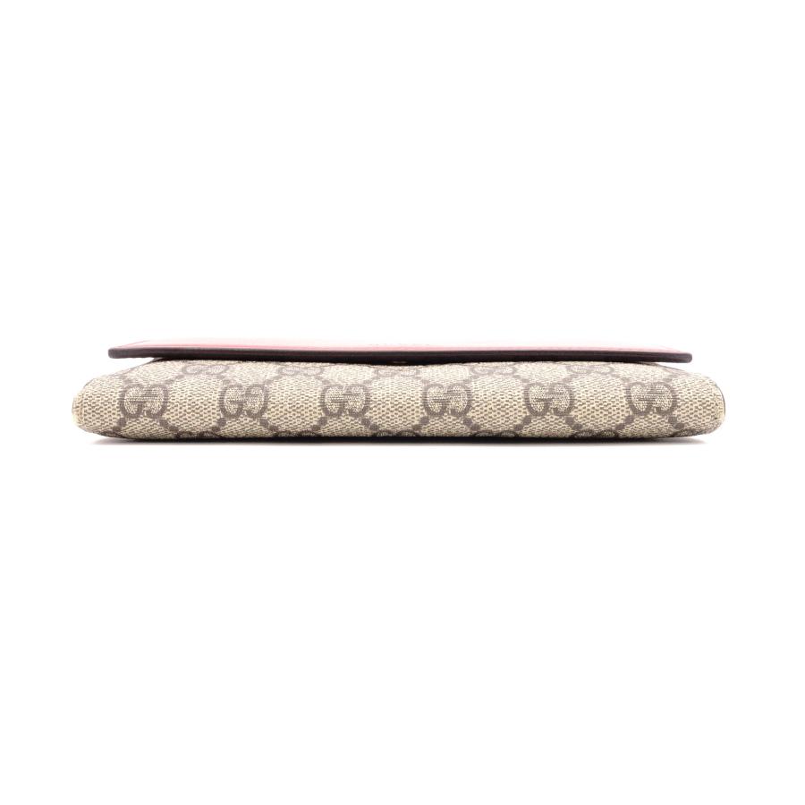 GUCCI（グッチ） GGスプリーム 長財布 PVC/レザー ピンク レッド ロゴ