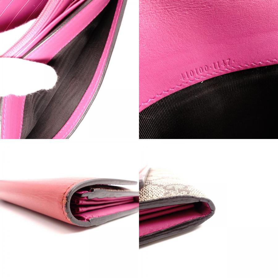 GUCCI（グッチ） GGスプリーム 長財布 PVC/レザー ピンク レッド ロゴ