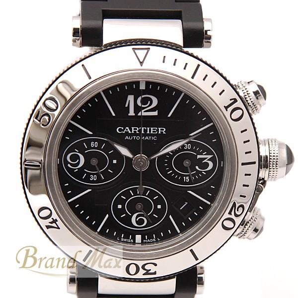 カルティエ Cartier SS×ラバー 自動巻 パシャ シータイマー クロノ ブラック W31088U2 中古｜brandmax