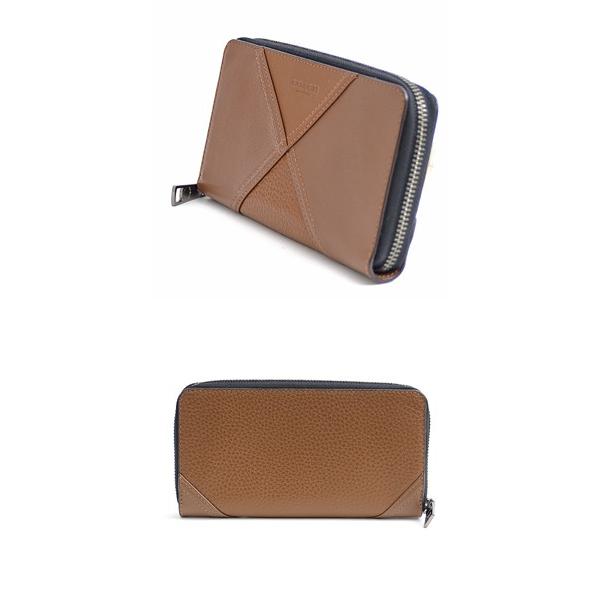 COACH コーチ カーフ ラウンドファスナー長財布 パッチワーク ブラウン 