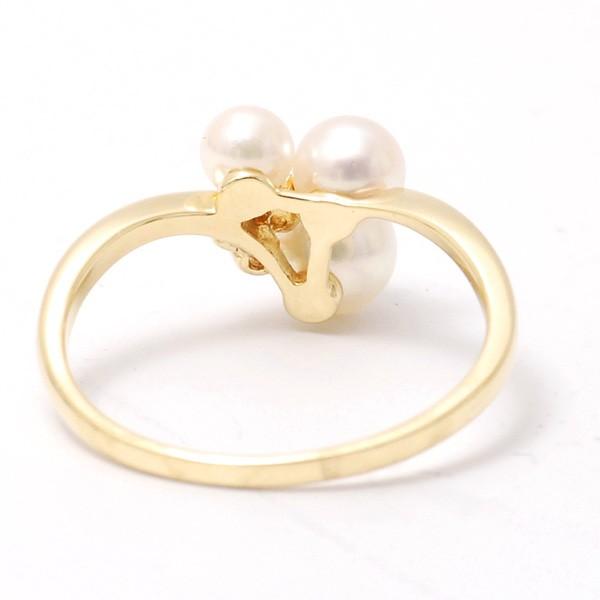 ミキモト MIKIMOTO K18YG フラワーモチーフ パール×ダイヤ リング 13号 