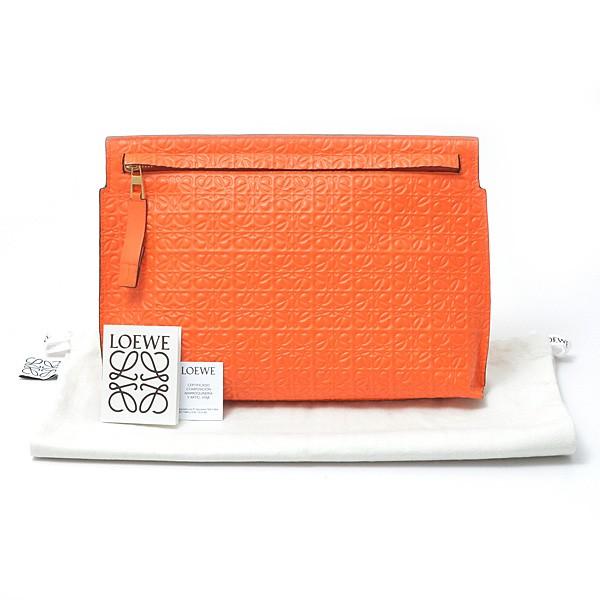 ロエベ Loewe アナグラム Tポーチ メンズ レディース クラッチバッグ 型押し オレンジ 中古 Brandmax 通販 Yahoo ショッピング