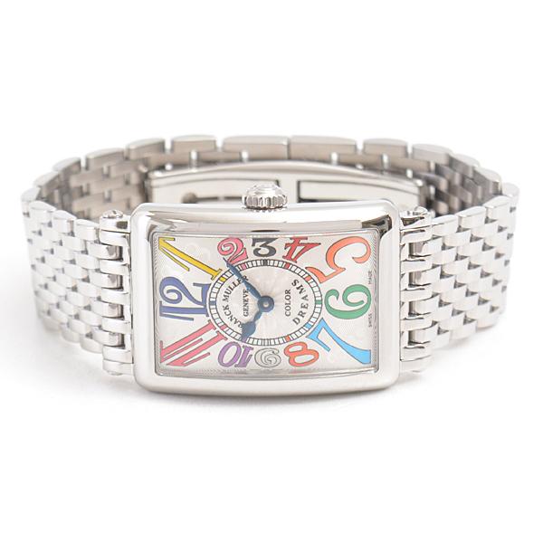 電池交換済 FRANCK MULLER フランクミュラー ロングアイランド カラードリーム 902 QZ COL DRM シルバーギョーシェ SS ステンレス 純正ベルト 純正尾錠 レディース クォーツ【6ヶ月保証】【中古】【腕時計】 フランクミュラー FRANCK MULLER ロングアイランド カラードリーム