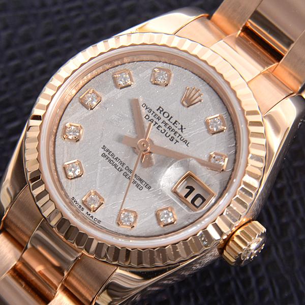 ロレックス 時計 レディース デイトジャスト ピンクゴールド メテオライト文字盤 10pダイヤ Z番 自動巻き Rolex g 750pg 中古 Brandmax 通販 Yahoo ショッピング