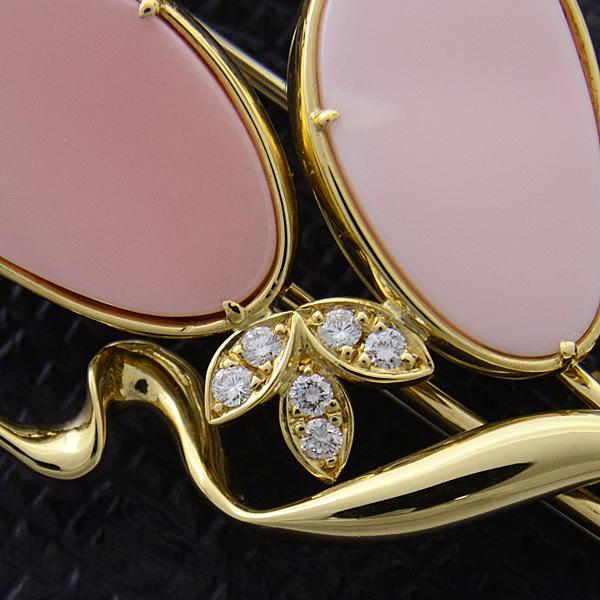 クイーンジュエリー ブローチ レディース K18 ピンクコンク シェル ダイヤ ブローチ D:0.45ct イエローゴールド Queen  Jewelry 中古 :64208:BrandMax - 通販 - Yahoo!ショッピング