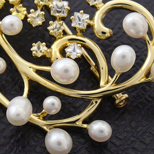 TASAKI タサキ ブローチ レディース K18 リーフデザイン パール TASAKI タサキ ブローチ レディース K18 リーフデザイン パール