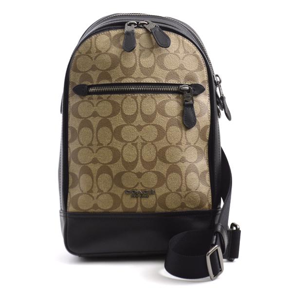 楽天カード分割 ショルダーバッグ ボディーバッグ シグネチャー F メンズ バッグ コーチ シンプル 人気 定番 男性用 両掛け 中古 Coach Pvc カーフ ブラウン ブラック バッグ Solvestudentdebt Com