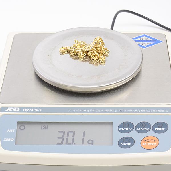 喜平 ネックレス K18 6面カット ダブル 30g 50cm 造幣局検定刻印入 