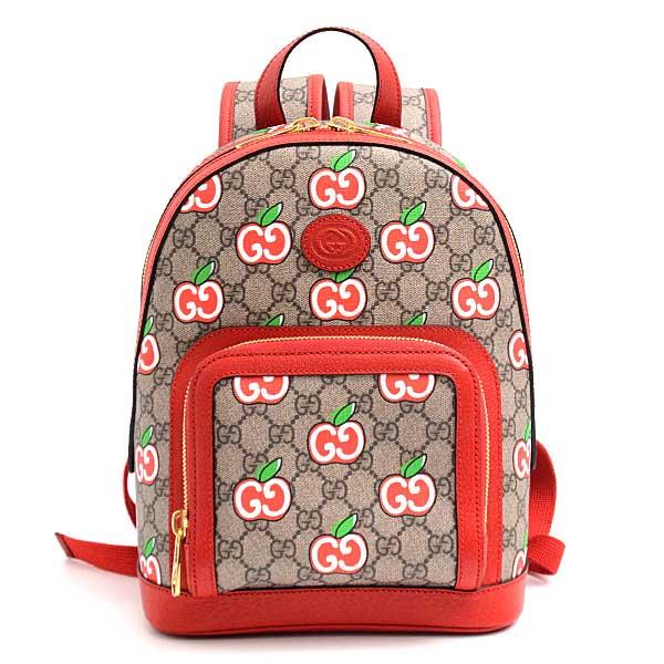 グッチ バッグ レディース GGアップル バックパック リュック ベージュ×レッド GUCCI 601296 中古 71261