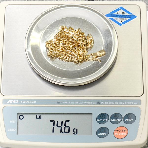 喜平 ネックレス K18 多面体ミラーカット ダブル 75g 55cm 希少 メンズ