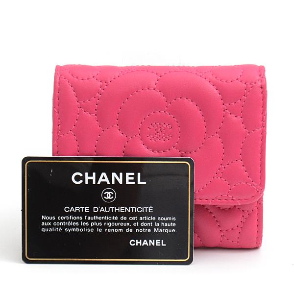 シャネル 財布 レディース カメリア 三つ折り財布 コンパクトウォレット ラムスキン ピンク CHANEL 中古｜brandmax｜10