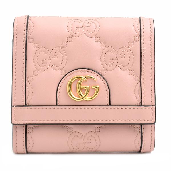 GUCCI GGエンボス 二つ折り財布 ピンク GUCCI（グッチ） 財布 レディース GGマトラッセ カードケース