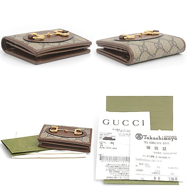 グッチ(GUCCI) 621887 ホースビット 1955 カードケース ウォレット 財布 レディース (カラー：ベージュ＋ブラウン系)  【Aランク】【中古】 GUCCI（グッチ） 財布 レディース ホースビット 1955 カードケース
