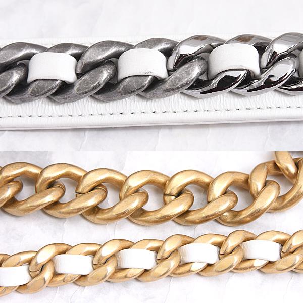 CHANEL ホワイト レザー チェーン ハンドバッグ CHANEL 19 シャネル バッグ レディース シャネル19 ラージ ハンドル