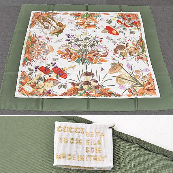 GUCCI グッチ ショール レディース プリント シルクスカーフ