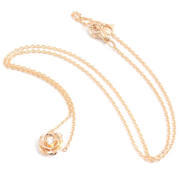 ピアジェ ローズ ネックレス レディース 1Pダイヤモンド ピンク