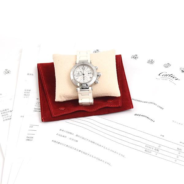 カルティエパシャ　シータイマー　レディース　ホワイトラバー PASHA DE CARTIER カルティエ 時計 レディース メンズ パシャ シー